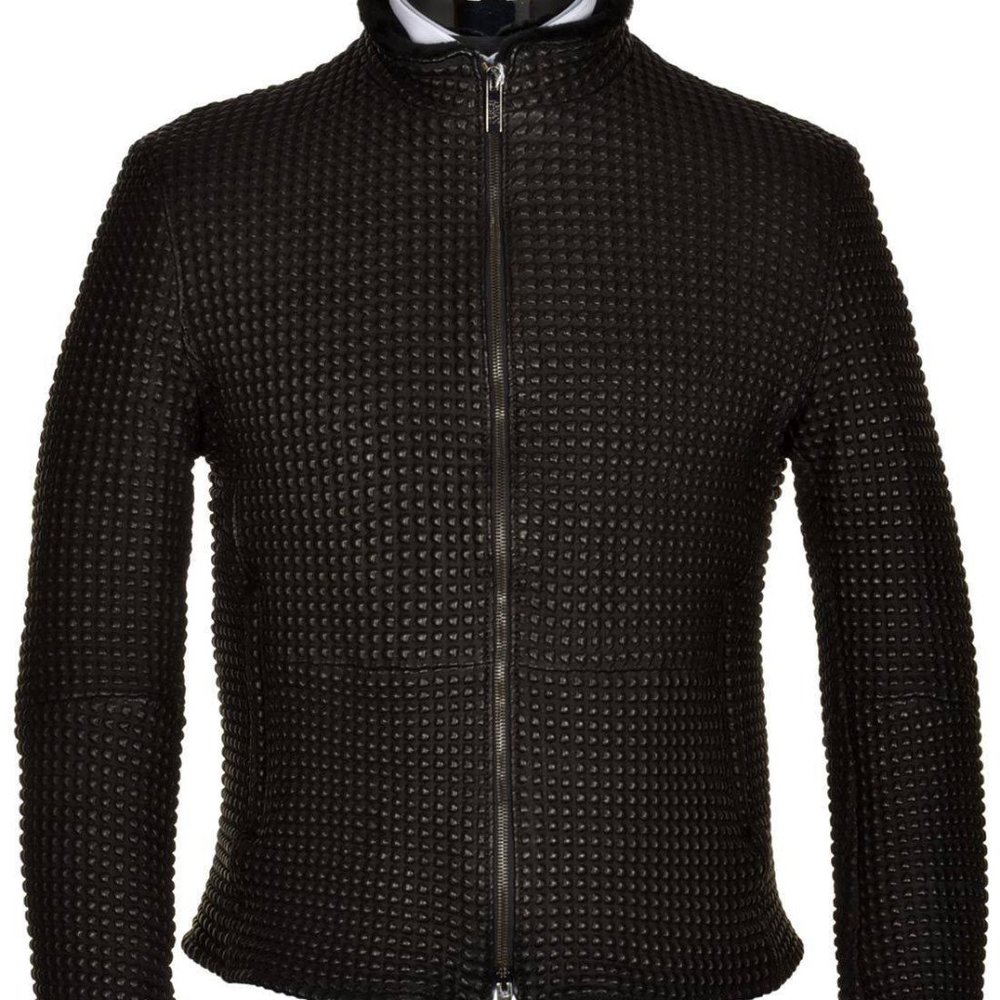$2,995 ARMANI COLLEZIONI HANDTOOLED LEATHER JACKET